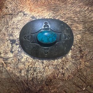 Vintage Turquoise and Mexican Silver Brooch